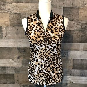 TAIL Sleeveless Leopard Print Top with front zipper